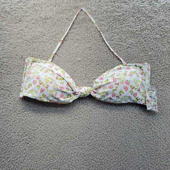 J. Crew cloud meadow blue floral Knot bandeau bikini top - Picture 2 of 9